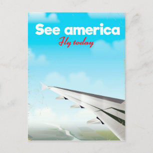 Sehen Sie Amerika "fliegen Sie heute" Vintage-Urla Postkarte