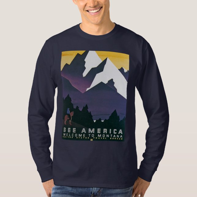 Sehen Sie Amerika ~ Willkommen nach Montana T-Shirt (Vorderseite)