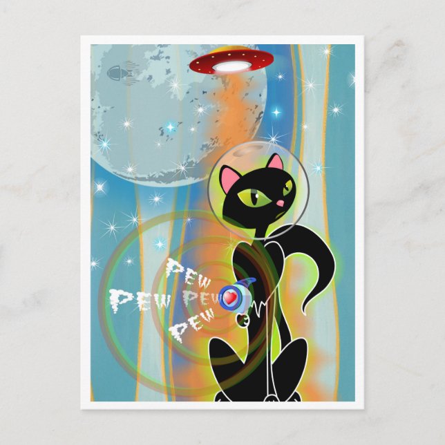 SEHEN SIE AUS! KITTEN GOTTA RAYGUN VON TRISTAN BER POSTKARTE (Vorderseite)