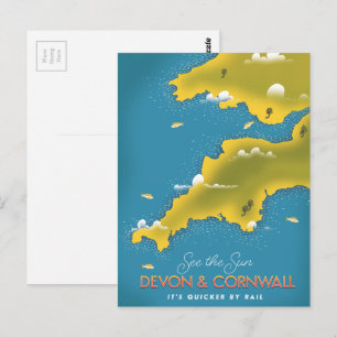Sehen Sie die Sonne - Devon & Cornwall Reiseplakat Postkarte