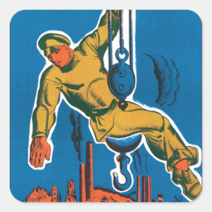 Sehen Sie die sowjetische Gewerkschaft im Entstehe Quadratischer Aufkleber