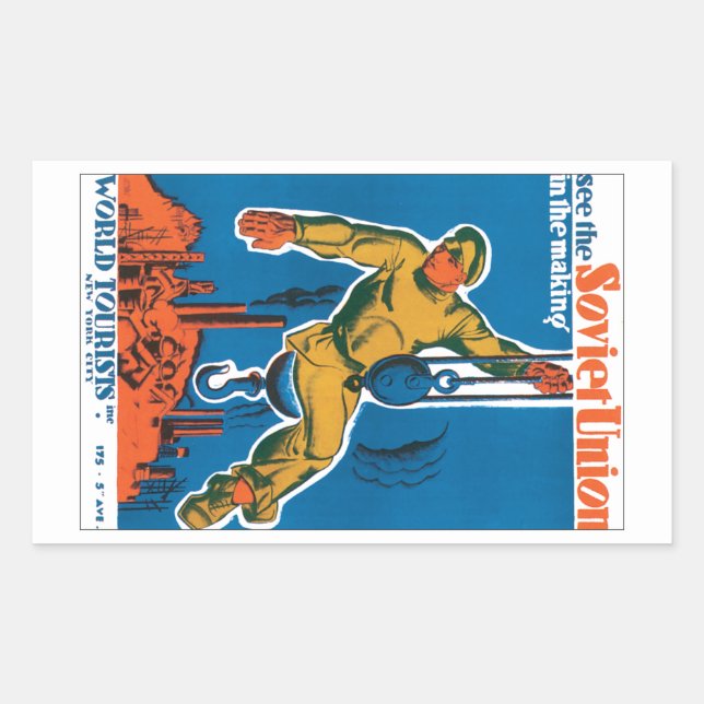Sehen Sie die sowjetische Gewerkschaft im Entstehe Rechteckiger Aufkleber (Vorderseite)