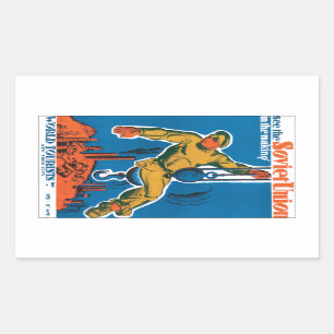 Sehen Sie die sowjetische Gewerkschaft im Entstehe Rechteckiger Aufkleber