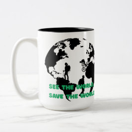 Sehen Sie die Welt Gerettet Radwandern Zweifarbige Tasse