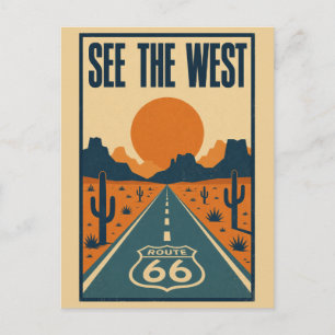 Sehen Sie die West Route 66 Vintage Desert Highway Postkarte