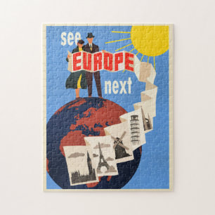 Sehen Sie Europa Next-Reiseplakat, Puzzle