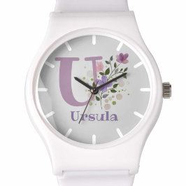 Sehen Sie in einem Blumendesign mit Name & Initial Armbanduhr