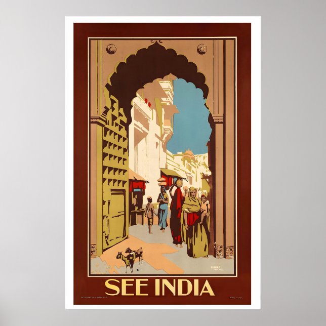 Sehen Sie India Vintage Reiseplakat Poster (Vorne)