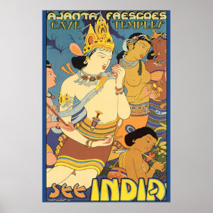 Sehen Sie Indien, Tempel-Vintages Reise-Plakat Poster