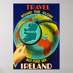 Sehen Sie Irland ~Vintage Iren-Reise-Segeltuch Poster