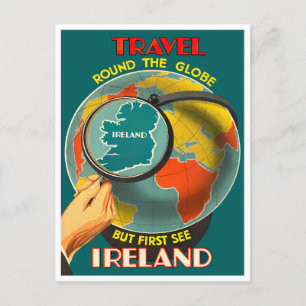 Sehen Sie Irland zuerst Vintage-Reise-Postkarte Postkarte