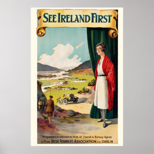 Sehen Sie Irland zuerst Vintage-Reiseposter Poster
