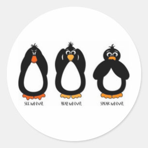 Sehen Sie kein Übel, hören Sie kein Übel, sprec Runder Aufkleber