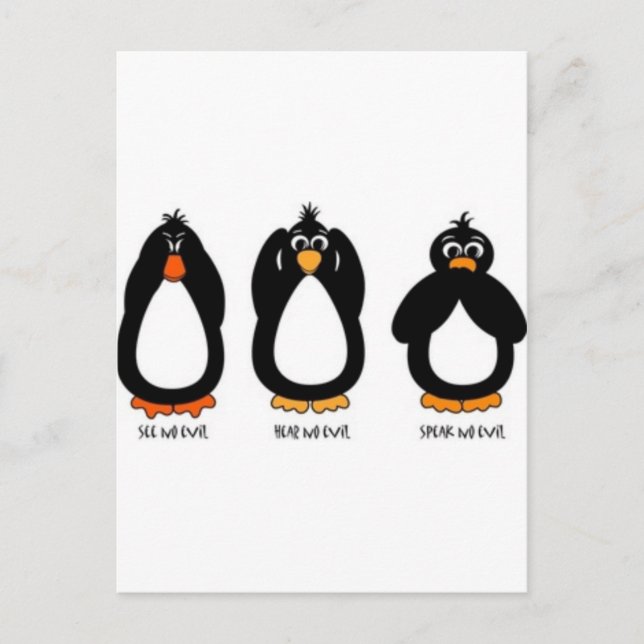 Sehen Sie kein Übel, hören Sie kein Übel, sprechen Postkarte (Vorderseite)