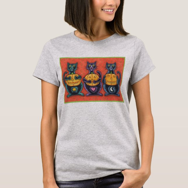 SEHEN SIE KEINE SCHWARZEN KATZEN, HALLOWEEN KLASSI T-Shirt (Vorderseite)