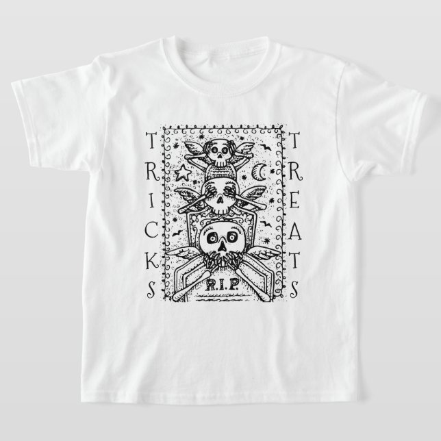 SEHEN SIE KEINEN FRIEDHOF SKELETON TRICK ODER BEHA T-Shirt (Ablage )