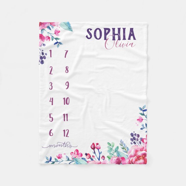 Sehen Sie mich wachsen - Aquarellfarben-Blume lila Fleecedecke (Vorderseite)