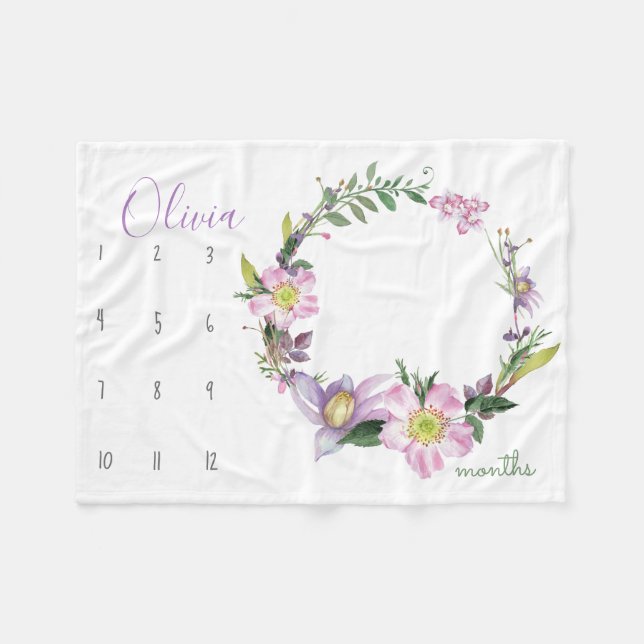 Sehen Sie mich wachsen - Blume Foto Stütze Aquarel Fleecedecke (Vorderseite (Horizontal))