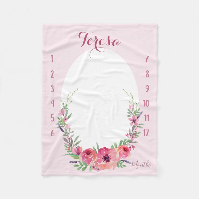 Sehen Sie mich wachsen - Rosa Aquarell Fleecedecke (Vorderseite)