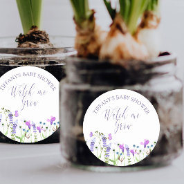 Sehen Sie mir Lila Wildblume Kinderdusche wachsen Runder Aufkleber