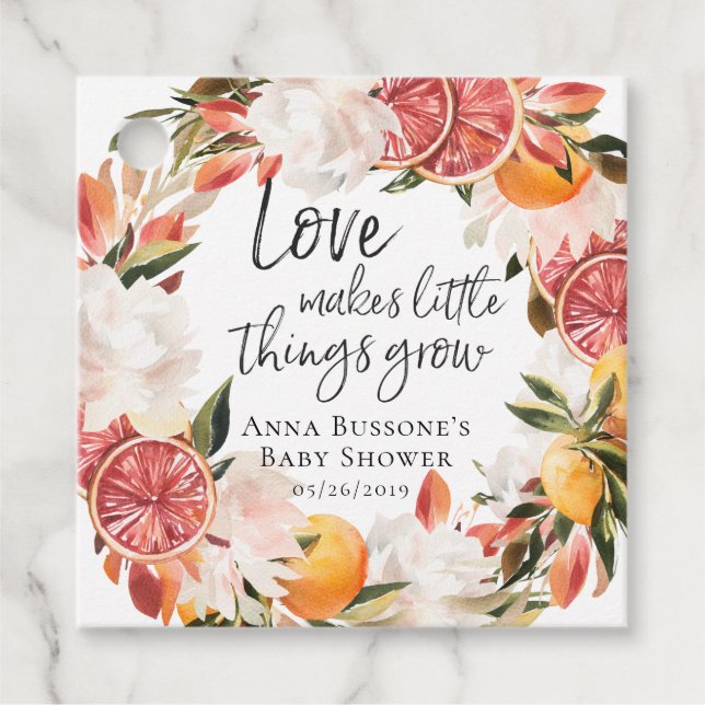 Sehen Sie mir wachsen zu | Citrus Baby Shower Favo Geschenkanhänger (Vorderseite)