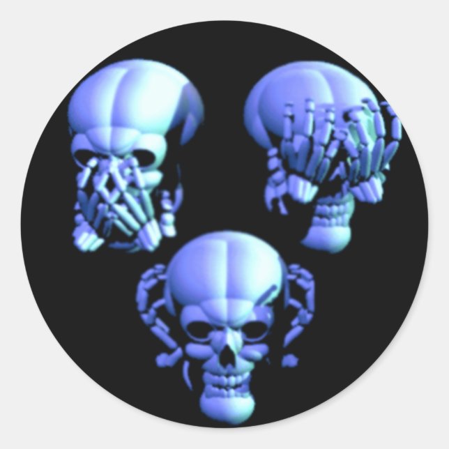 Sehen Sie nein, hören Sie nein, sprechen Sie keine Runder Aufkleber (Vorderseite)