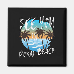 Sehen Sie sich am Pokai-Strand Retro Vintage Oahu  Magnet