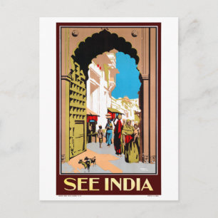 Sehen Sie sich das indische Vintage-Reiseposter re Postkarte