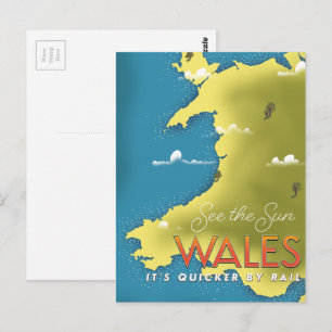 Sehen Sie sich das Reiseplakat Sun Wales an. Postkarte