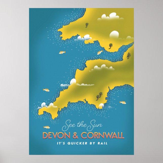 Sehen Sie sich das Sun - Devon & Cornwall Reisepla Poster (Vorne)