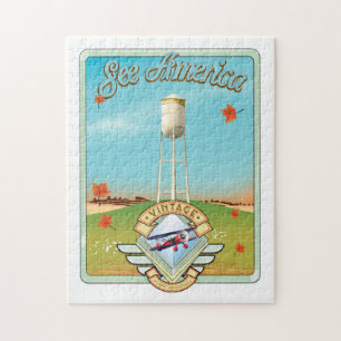Sehen Sie sich das US Vintage Flugplakat der 50er Puzzle