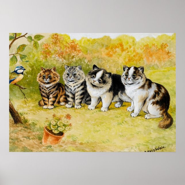 Sehen Sie sich die Birdy von Louis Wain an Poster (Vorne)