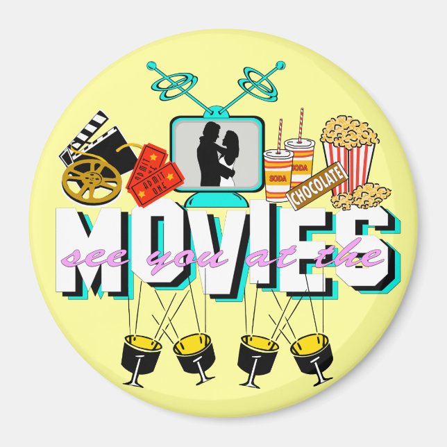 Sehen Sie sich die Filme an - Heller Hintergrund Magnet (Vorne)