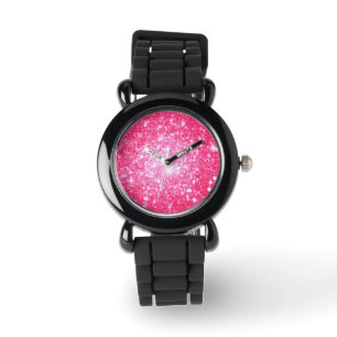 Sehen Sie sich die hellen rosa Sterne an Armbanduhr