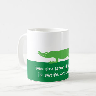 Sehen Sie sich später die grüne Tasse Alligator an