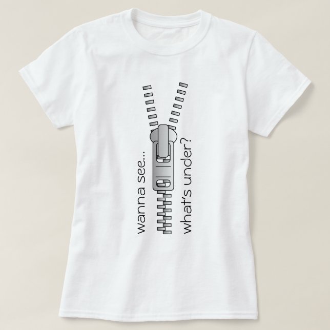 Sehen Sie, was unter schwarzem Persönlichem Text i T-Shirt (Design vorne)