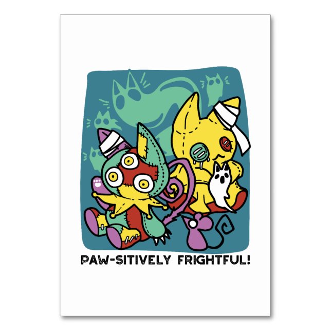 sehenswert beängstigend | Katzenkätzchen Halloween Tischnummer (Vorderseite)