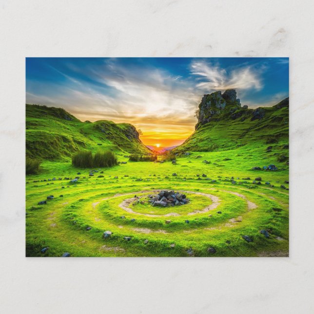 Sehenswürdigkeit bei Sonnenuntergang Postkarte (Vorderseite)