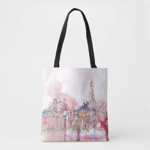 Sehenswürdigkeit Paris mit Aquarell an einem regne
