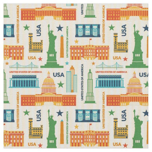Sehenswürdigkeiten von USA Stoff (Nahaufnahme)