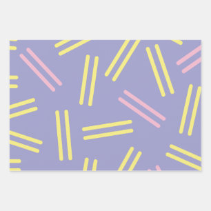 Sehr 80er Retro Muster in Pastel Lavender Lila Geschenkpapier Set