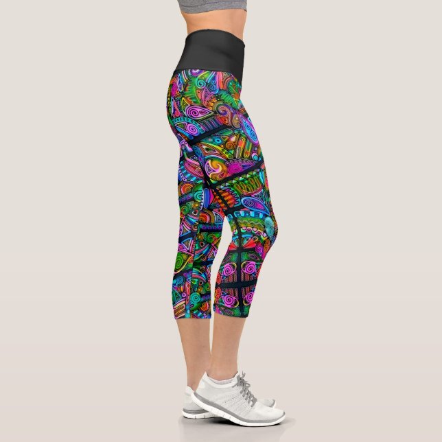 Sehr abstrakte Formen Art 10 Capri Leggings (Rechts)