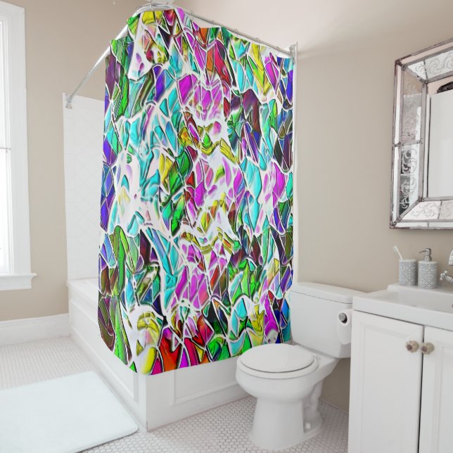 Sehr abstrakte Formen, die in Milcheintopf schwimm Duschvorhang (Beispiel)