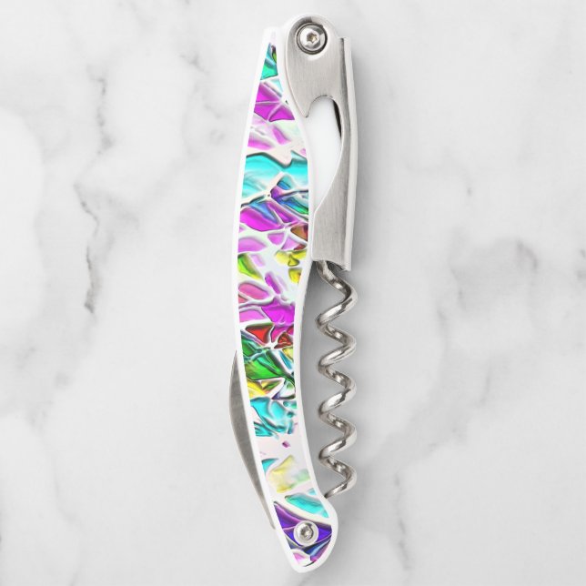 Sehr abstrakte Formen, die in Milcheintopf schwimm Kellnermesser (Rückseite)