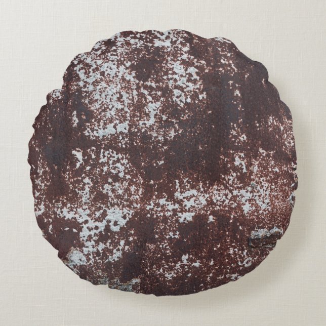 Sehr altes rostes Blech. Metalloberfläche Rundes Kissen (Vorderseite)