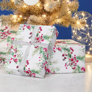 Sehr beere frohe Weihnachten Holunder rot Wasserfa Geschenkpapier