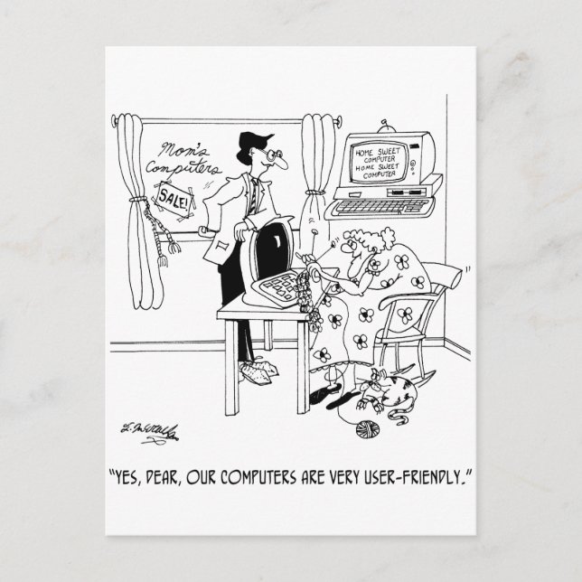 Sehr benutzerfreundliche Computer Postkarte (Vorderseite)