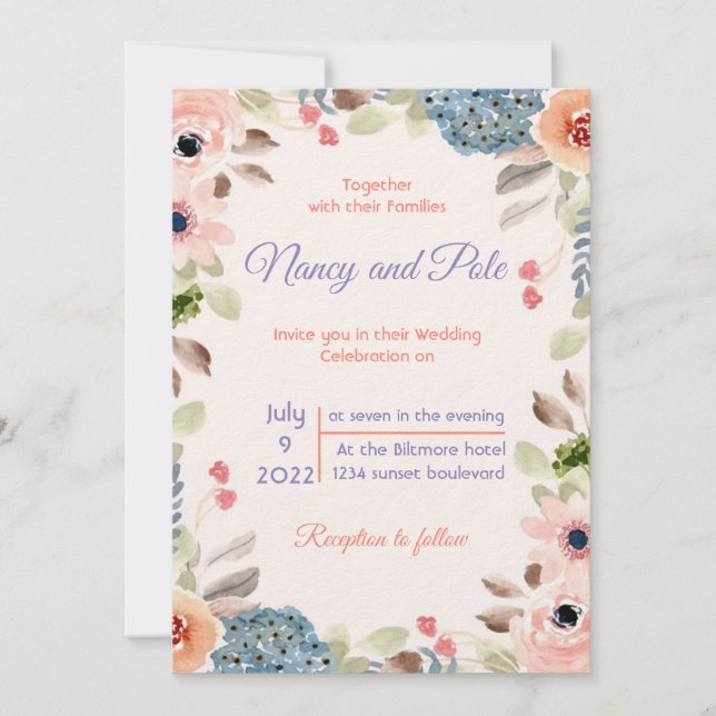 Sehr besondere, farbenfrohe Einladung (Vorderseite)