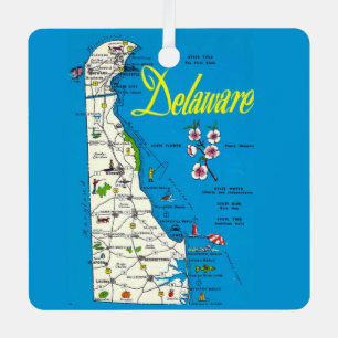 Sehr blaue Delaware-Karte  Ornament Aus Metall