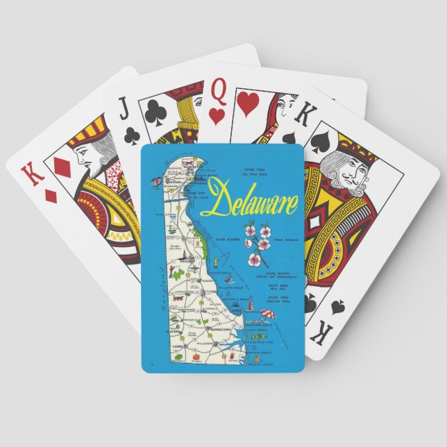 Sehr Blue Delaware Map Playing Cards Spielkarten (Rückseite)
